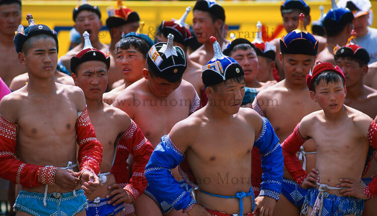 Mongolia, Ulaan Bator, Naadam festival, Wrestler